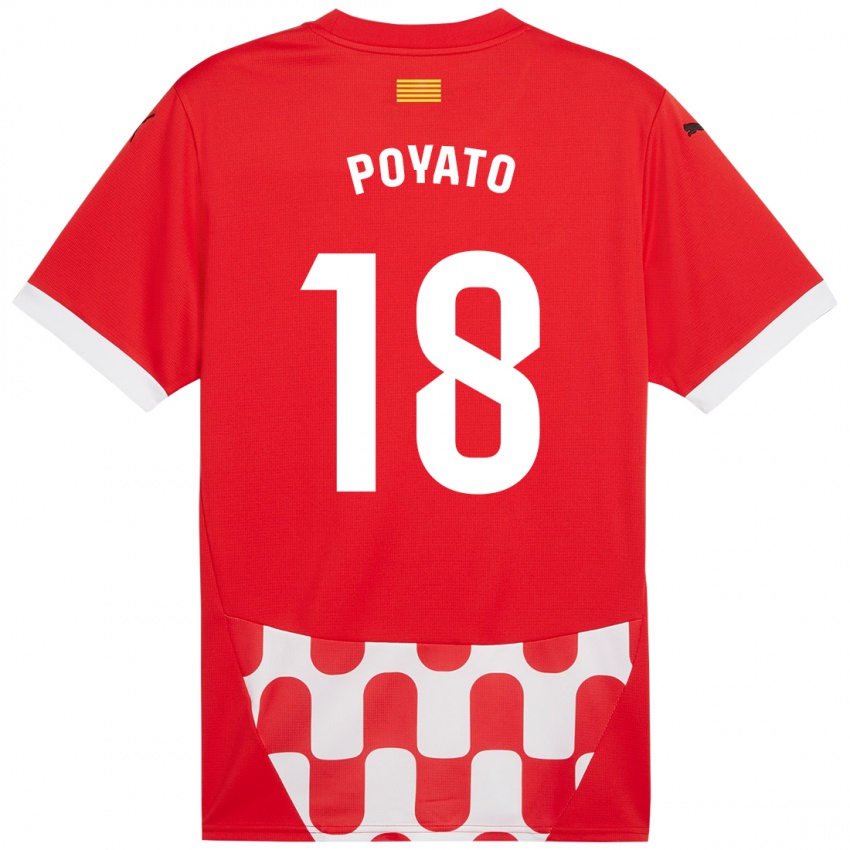 Kinderen Marina Poyato #18 Rood Wit Thuisshirt Thuistenue 2024/25 T-Shirt