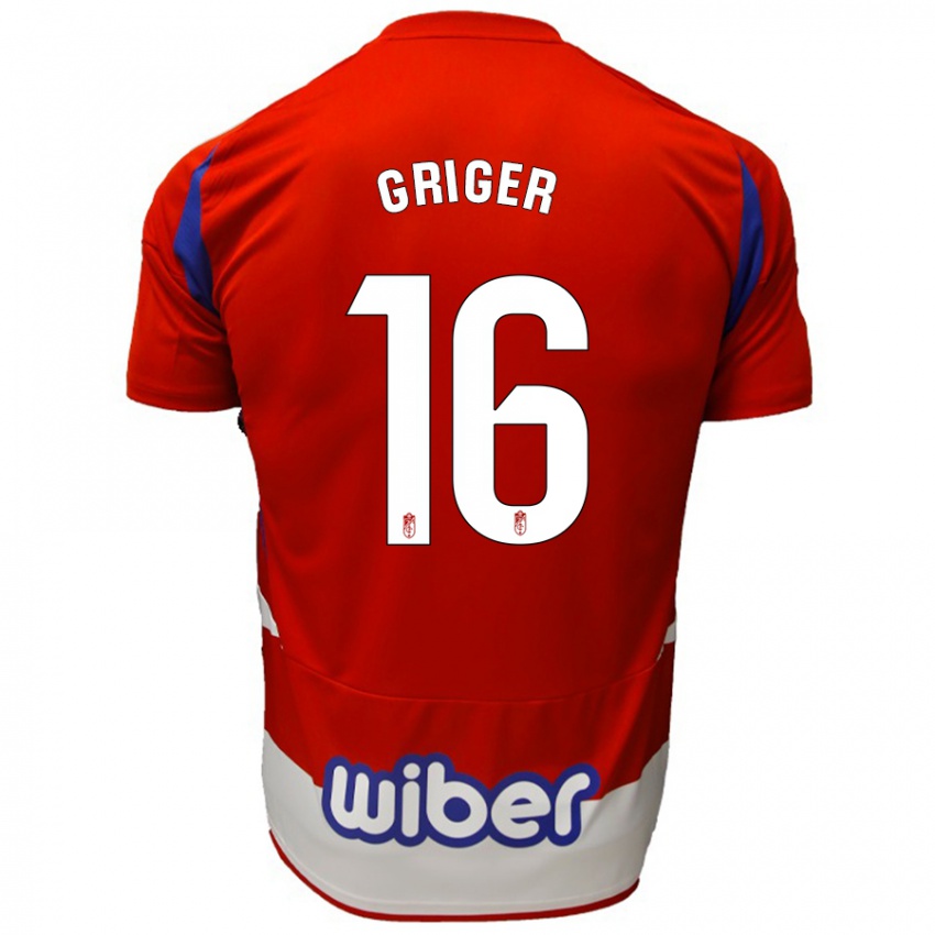 Kinderen Adam Griger #16 Rood Wit Blauw Thuisshirt Thuistenue 2024/25 T-Shirt