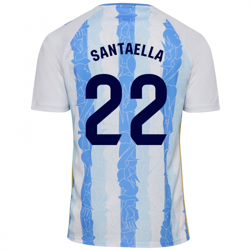 Kinderen Miguel Ángel Santaella #22 Wit Blauw Thuisshirt Thuistenue 2024/25 T-Shirt