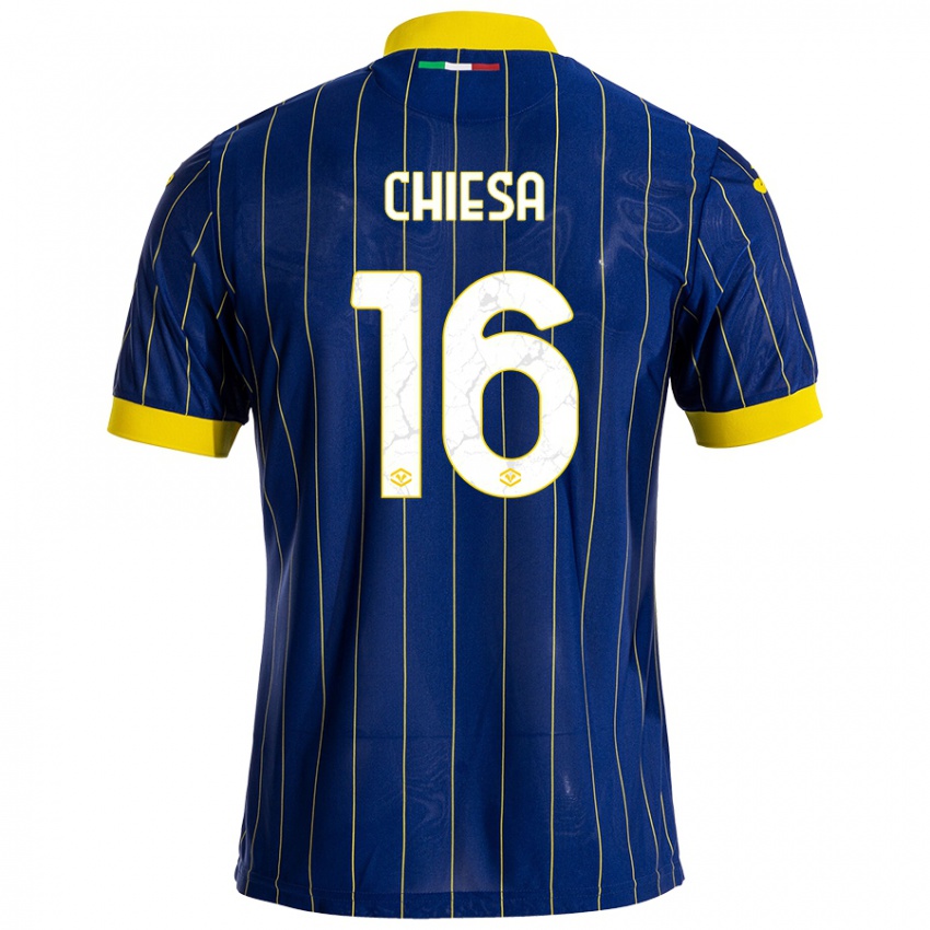 Kinderen Mattia Chiesa #16 Blauw Geel Thuisshirt Thuistenue 2024/25 T-Shirt