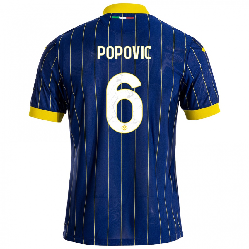 Kinderen Andrej Popovic #6 Blauw Geel Thuisshirt Thuistenue 2024/25 T-Shirt