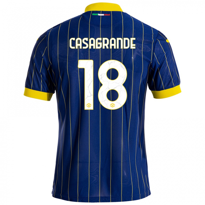 Kinderen Davide Casagrande #18 Blauw Geel Thuisshirt Thuistenue 2024/25 T-Shirt