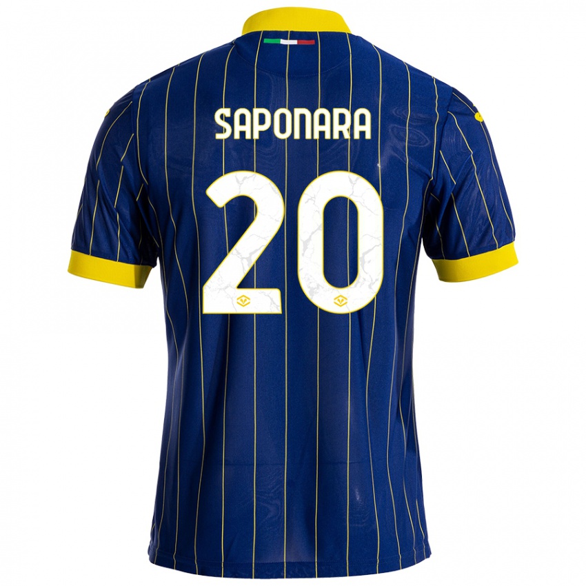 Kinderen Riccardo Saponara #20 Blauw Geel Thuisshirt Thuistenue 2024/25 T-Shirt