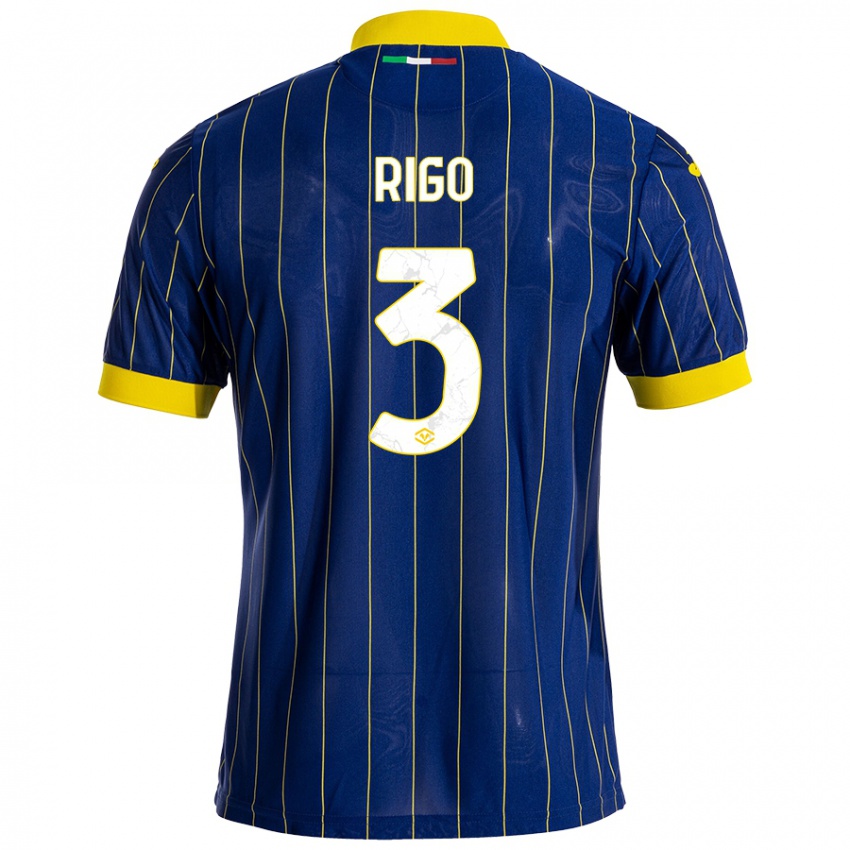 Kinderen Mattia Rigo #3 Blauw Geel Thuisshirt Thuistenue 2024/25 T-Shirt