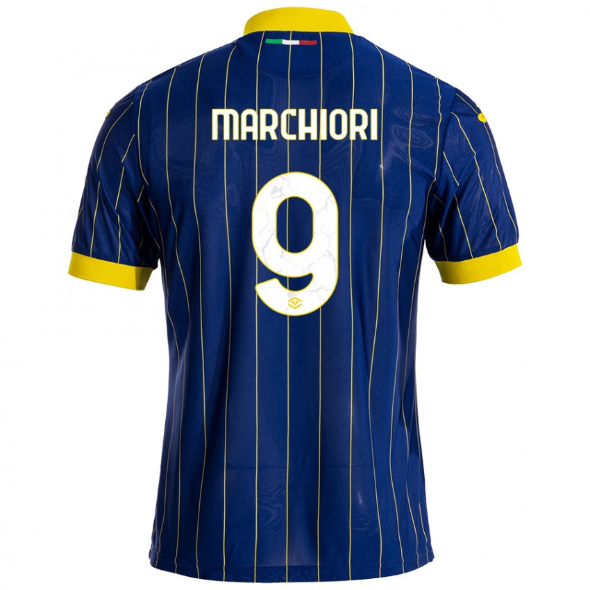 Kinderen Giorgia Marchiori #9 Blauw Geel Thuisshirt Thuistenue 2024/25 T-Shirt