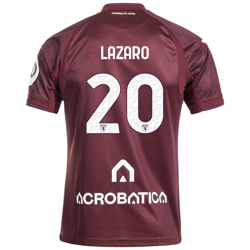 Kinderen Valentino Lazaro #20 Kastanjebruin Wit Thuisshirt Thuistenue 2024/25 T-Shirt