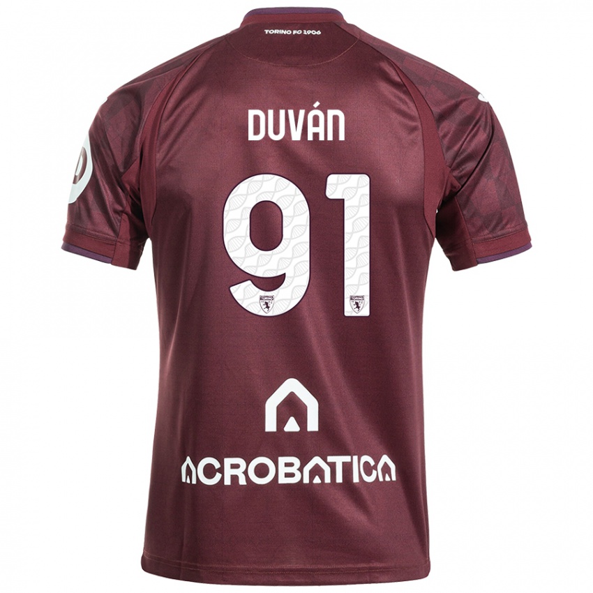 Kinderen Duván Zapata #91 Kastanjebruin Wit Thuisshirt Thuistenue 2024/25 T-Shirt