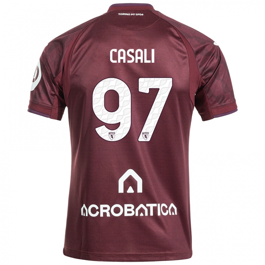 Kinderen Michele Casali #97 Kastanjebruin Wit Thuisshirt Thuistenue 2024/25 T-Shirt