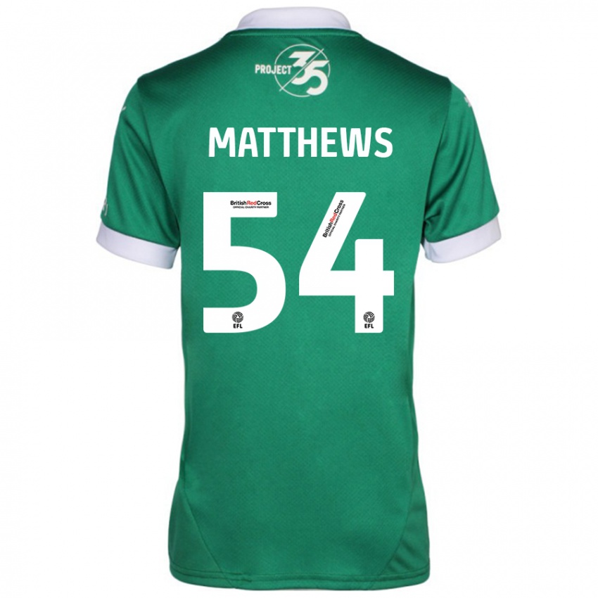 Kinderen Jack Matthews #54 Groen Wit Thuisshirt Thuistenue 2024/25 T-Shirt