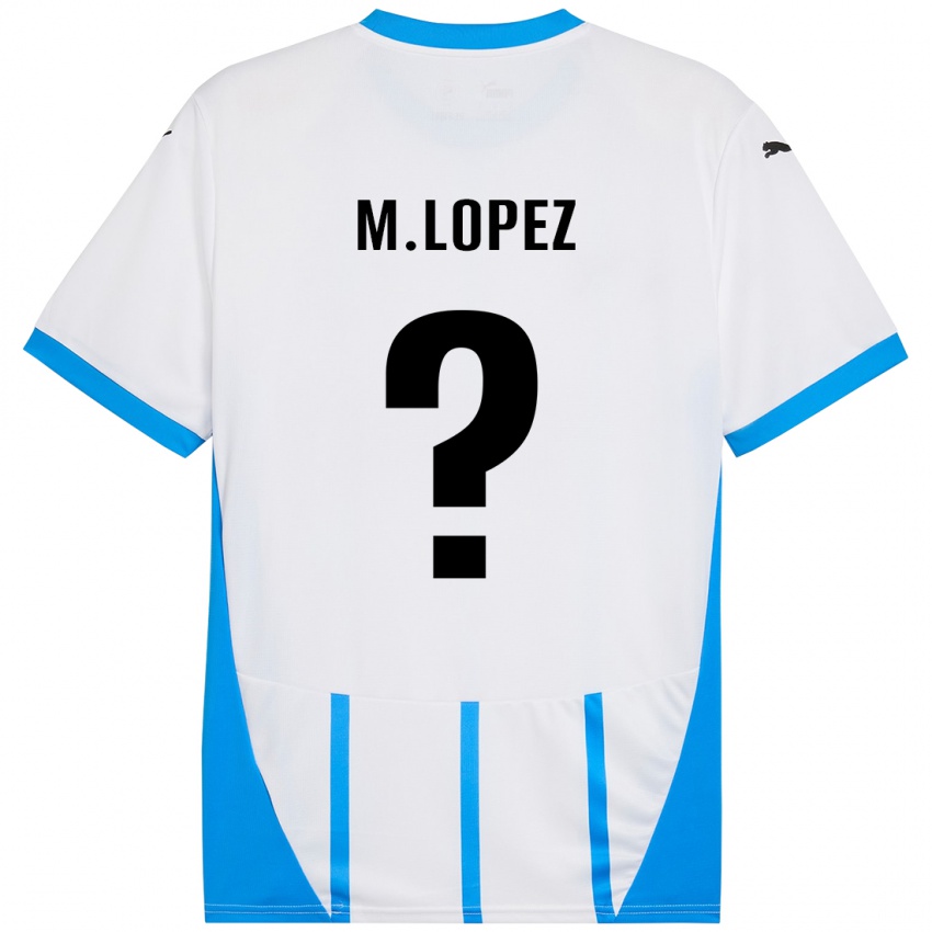 Kinderen Maxime López #0 Wit Blauw Uitshirt Uittenue 2024/25 T-Shirt