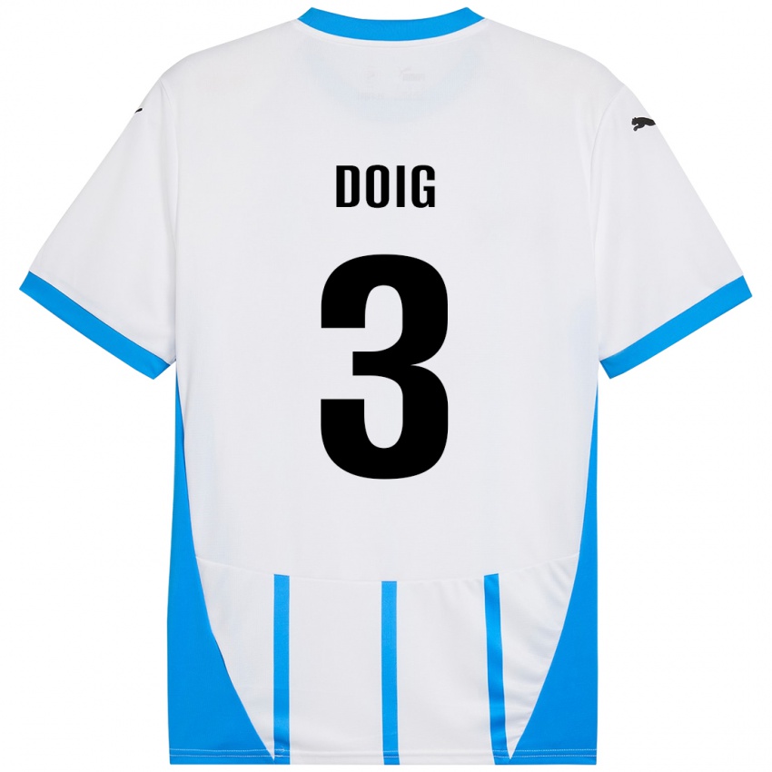 Kinderen Josh Doig #3 Wit Blauw Uitshirt Uittenue 2024/25 T-Shirt