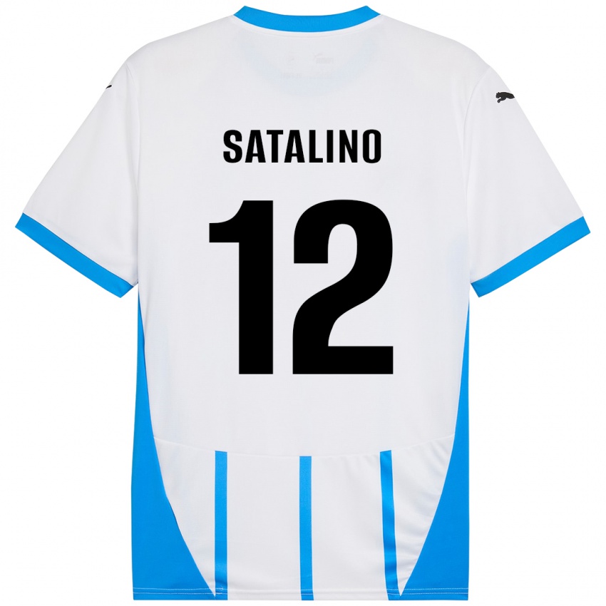 Kinderen Giacomo Satalino #12 Wit Blauw Uitshirt Uittenue 2024/25 T-Shirt