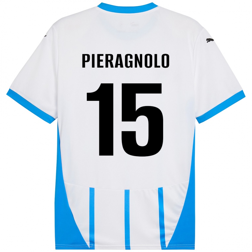 Kinderen Edoardo Pieragnolo #15 Wit Blauw Uitshirt Uittenue 2024/25 T-Shirt