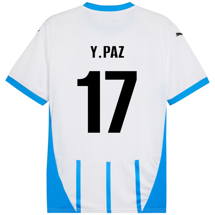 Kinderen Yeferson Paz #17 Wit Blauw Uitshirt Uittenue 2024/25 T-Shirt