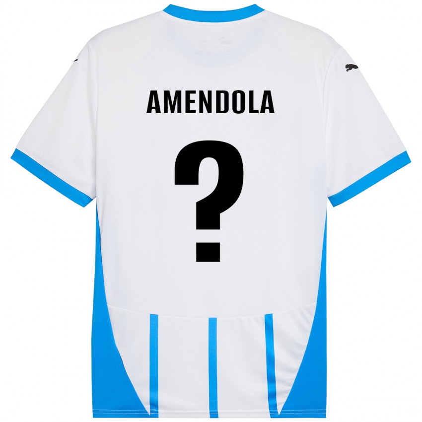 Kinderen Catello Amendola #0 Wit Blauw Uitshirt Uittenue 2024/25 T-Shirt