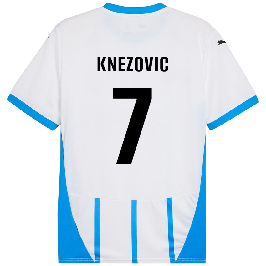 Kinderen Borna Knezovic #7 Wit Blauw Uitshirt Uittenue 2024/25 T-Shirt