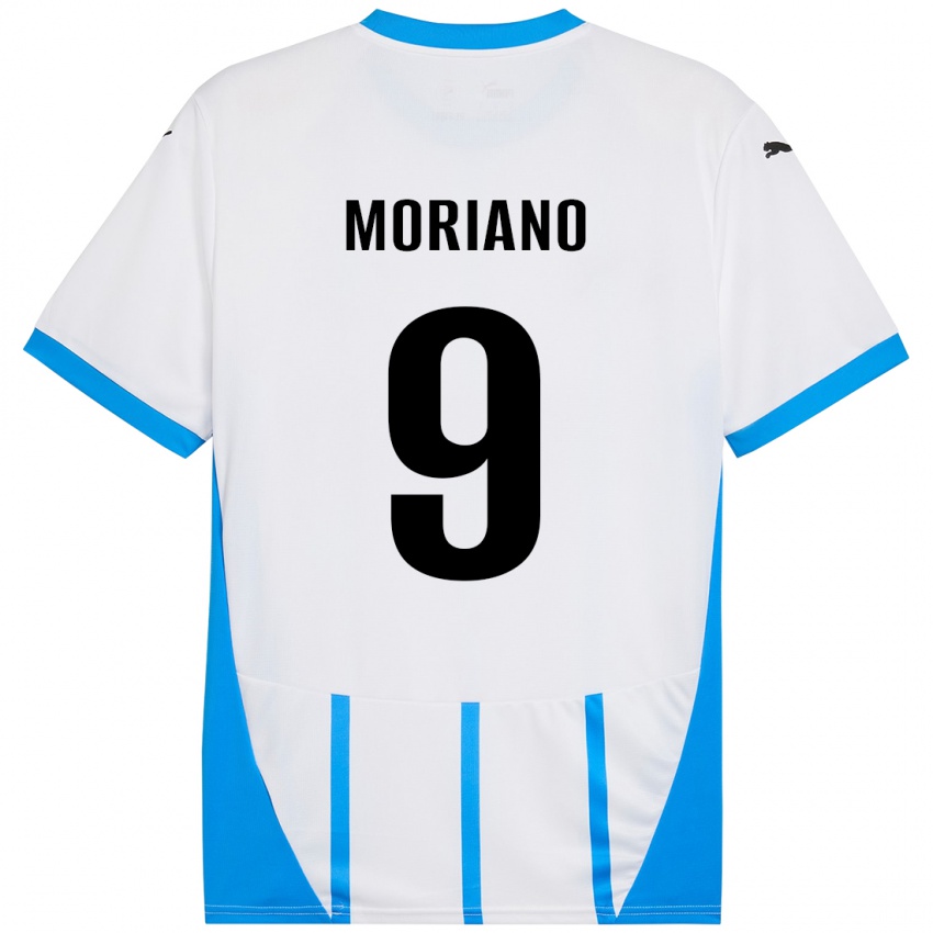 Kinderen Andrea Moriano #9 Wit Blauw Uitshirt Uittenue 2024/25 T-Shirt