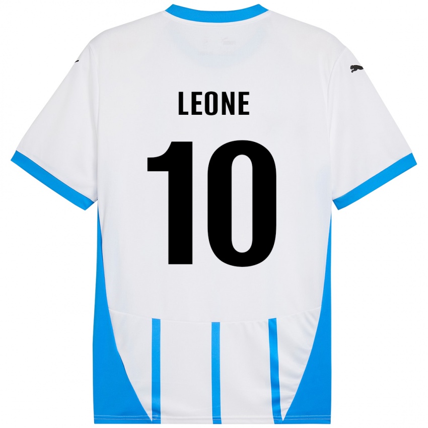 Kinderen Kevin Leone #10 Wit Blauw Uitshirt Uittenue 2024/25 T-Shirt