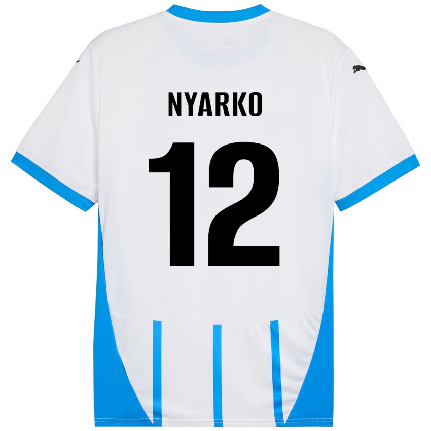 Kinderen Lorenzo Nyarko #12 Wit Blauw Uitshirt Uittenue 2024/25 T-Shirt