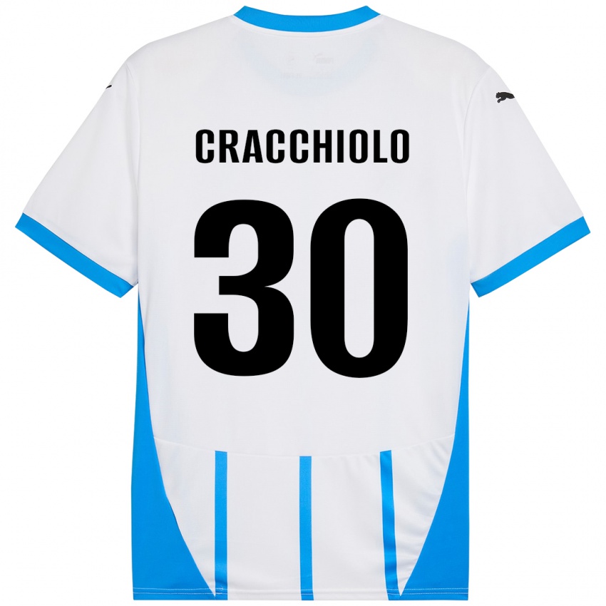 Kinderen Leonardo Cracchiolo #30 Wit Blauw Uitshirt Uittenue 2024/25 T-Shirt