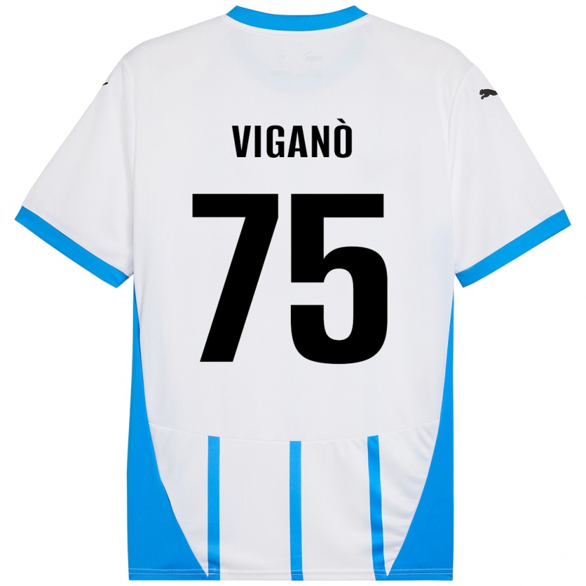 Kinderen Lorenzo Viganò #75 Wit Blauw Uitshirt Uittenue 2024/25 T-Shirt