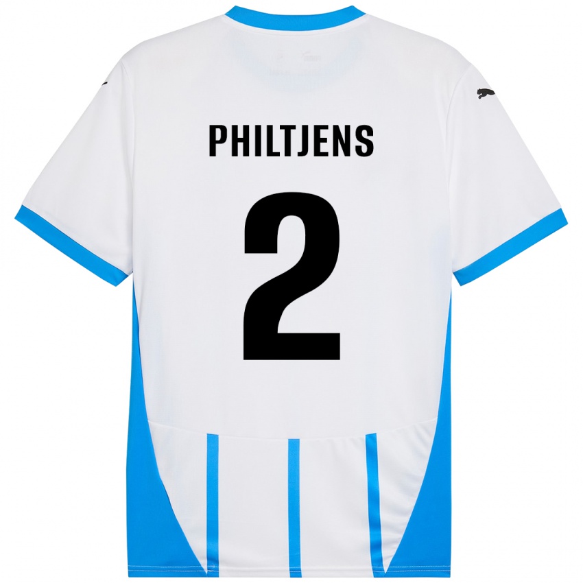 Kinderen Davina Philtjens #2 Wit Blauw Uitshirt Uittenue 2024/25 T-Shirt