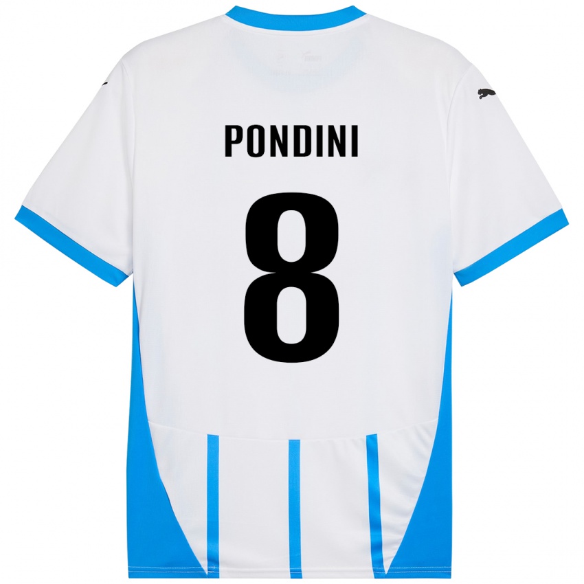 Kinderen Giada Pondini #8 Wit Blauw Uitshirt Uittenue 2024/25 T-Shirt