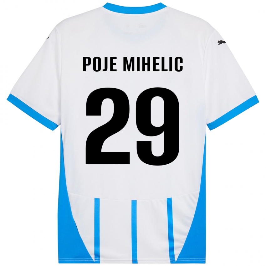 Kinderen Naja Poje Mihelič #29 Wit Blauw Uitshirt Uittenue 2024/25 T-Shirt