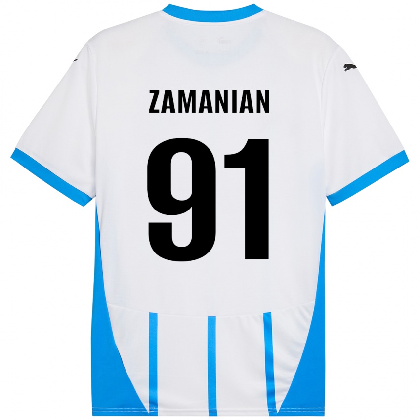 Kinderen Annahita Zamanian #91 Wit Blauw Uitshirt Uittenue 2024/25 T-Shirt