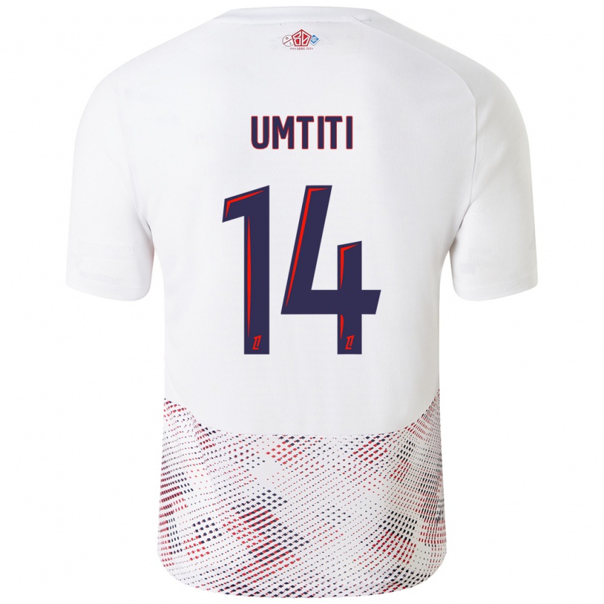 Kinderen Samuel Umtiti #14 Wit Koningsblauw Uitshirt Uittenue 2024/25 T-Shirt