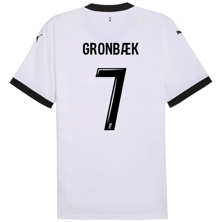 Kinderen Albert Grønbaek #7 Wit Zwart Uitshirt Uittenue 2024/25 T-Shirt