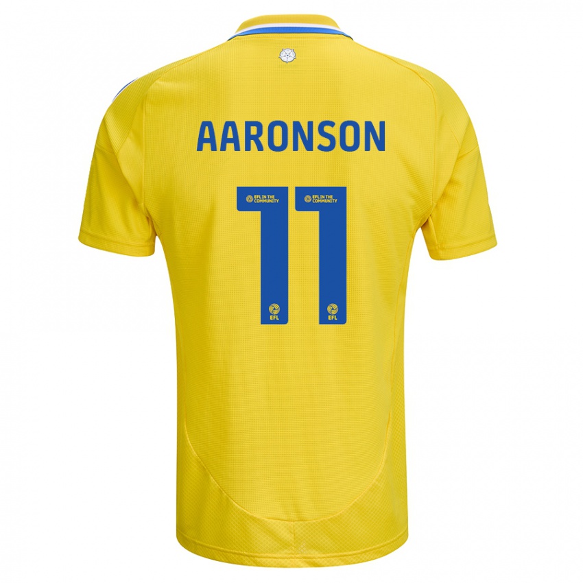 Kinderen Brenden Aaronson #11 Geel Blauw Uitshirt Uittenue 2024/25 T-Shirt