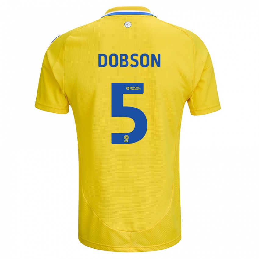 Kinderen Ellie Dobson #5 Geel Blauw Uitshirt Uittenue 2024/25 T-Shirt