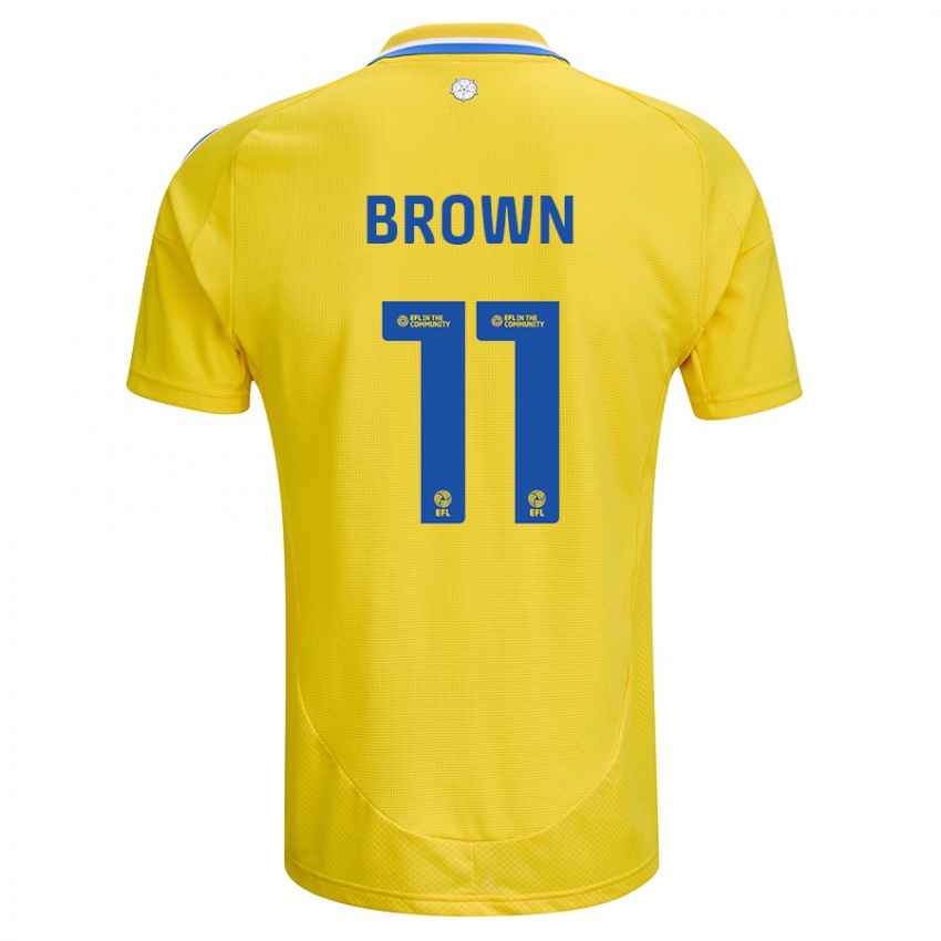 Kinderen Abbie Brown #11 Geel Blauw Uitshirt Uittenue 2024/25 T-Shirt