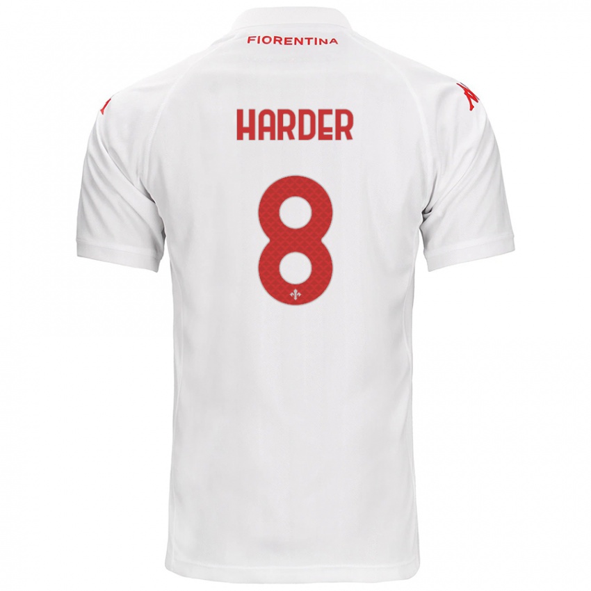 Kinderen Jonas Harder #8 Wit Uitshirt Uittenue 2024/25 T-Shirt