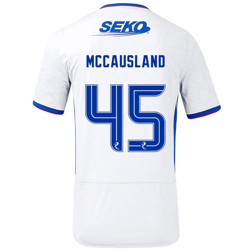 Kinderen Ross Mccausland #45 Wit Blauw Uitshirt Uittenue 2024/25 T-Shirt