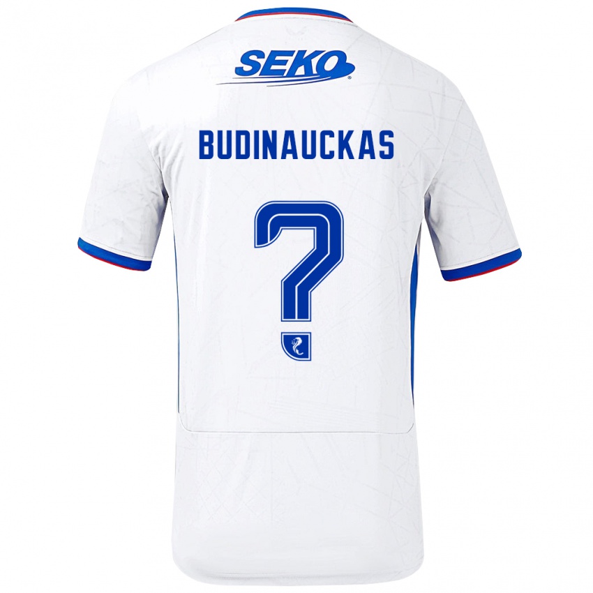 Kinderen Lewis Budinauckas #0 Wit Blauw Uitshirt Uittenue 2024/25 T-Shirt