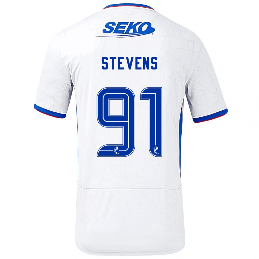 Kinderen Archie Stevens #91 Wit Blauw Uitshirt Uittenue 2024/25 T-Shirt