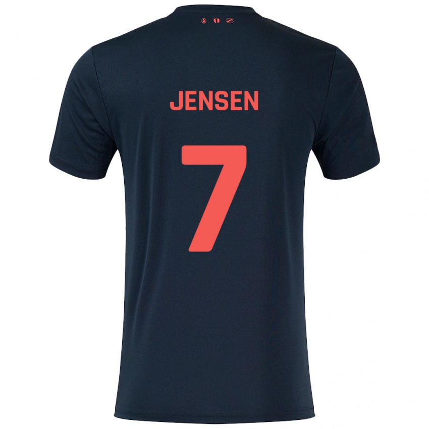 Kinderen Victor Jensen #7 Zwart Rood Uitshirt Uittenue 2024/25 T-Shirt