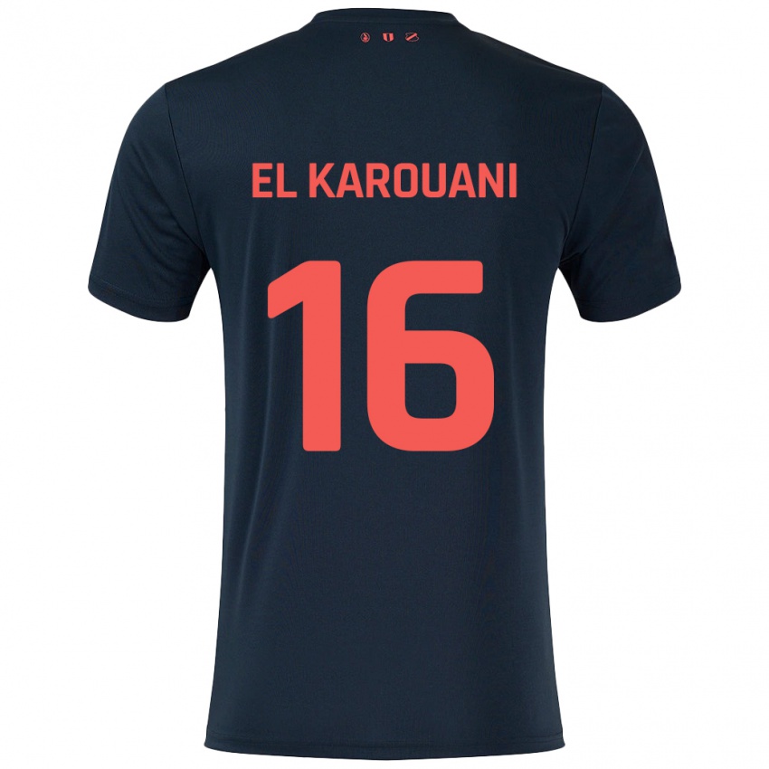 Kinderen Souffian El Karouani #16 Zwart Rood Uitshirt Uittenue 2024/25 T-Shirt