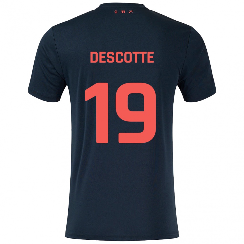 Kinderen Anthony Descotte #19 Zwart Rood Uitshirt Uittenue 2024/25 T-Shirt