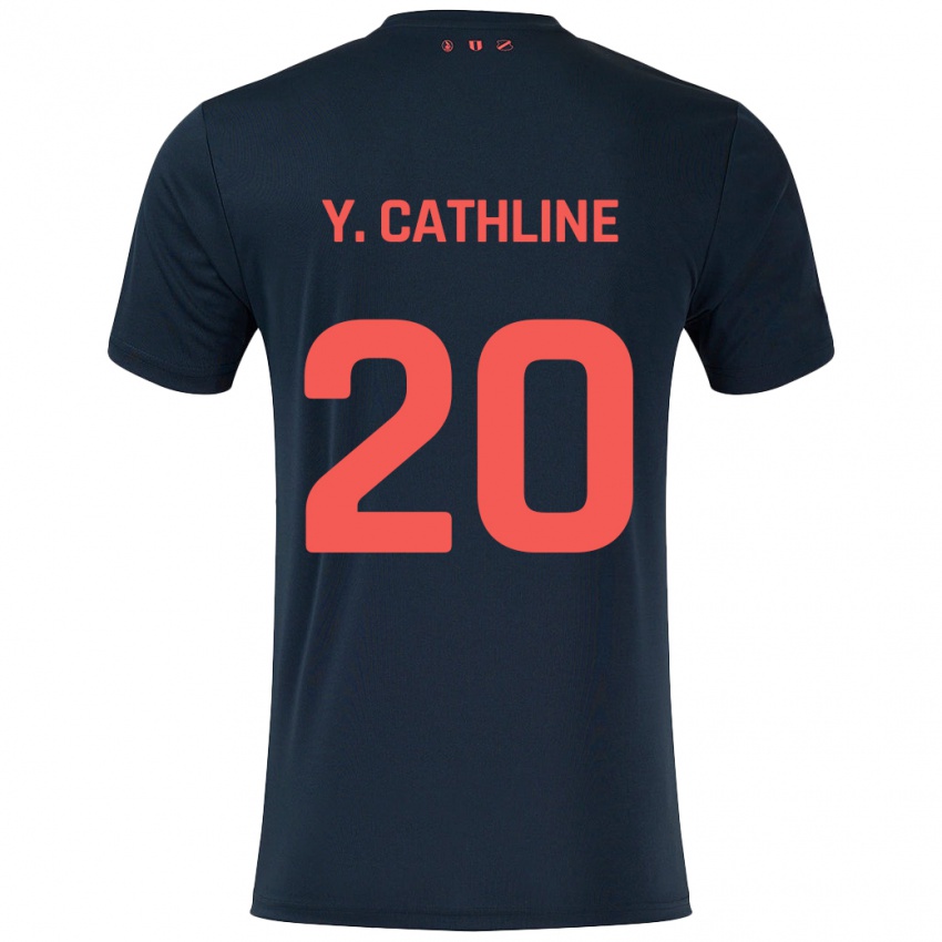 Kinderen Yoann Cathline #20 Zwart Rood Uitshirt Uittenue 2024/25 T-Shirt