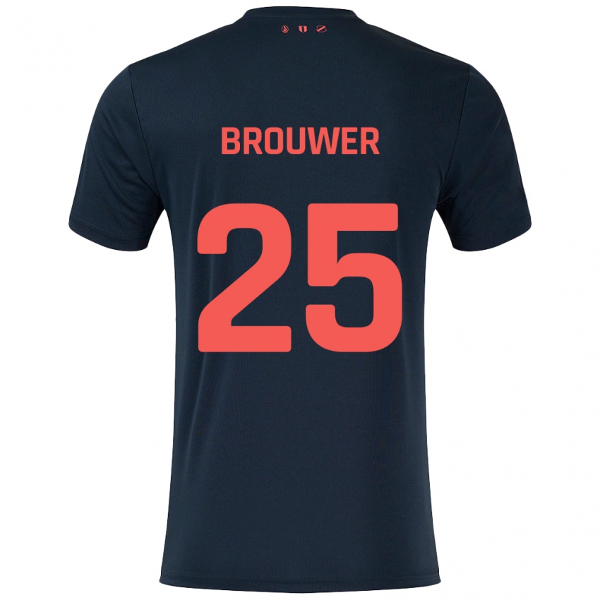 Kinderen Michael Brouwer #25 Zwart Rood Uitshirt Uittenue 2024/25 T-Shirt