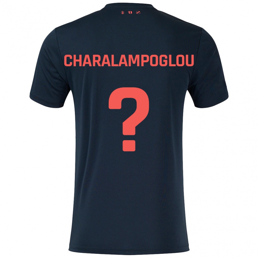 Kinderen Georgios Charalampoglou #0 Zwart Rood Uitshirt Uittenue 2024/25 T-Shirt