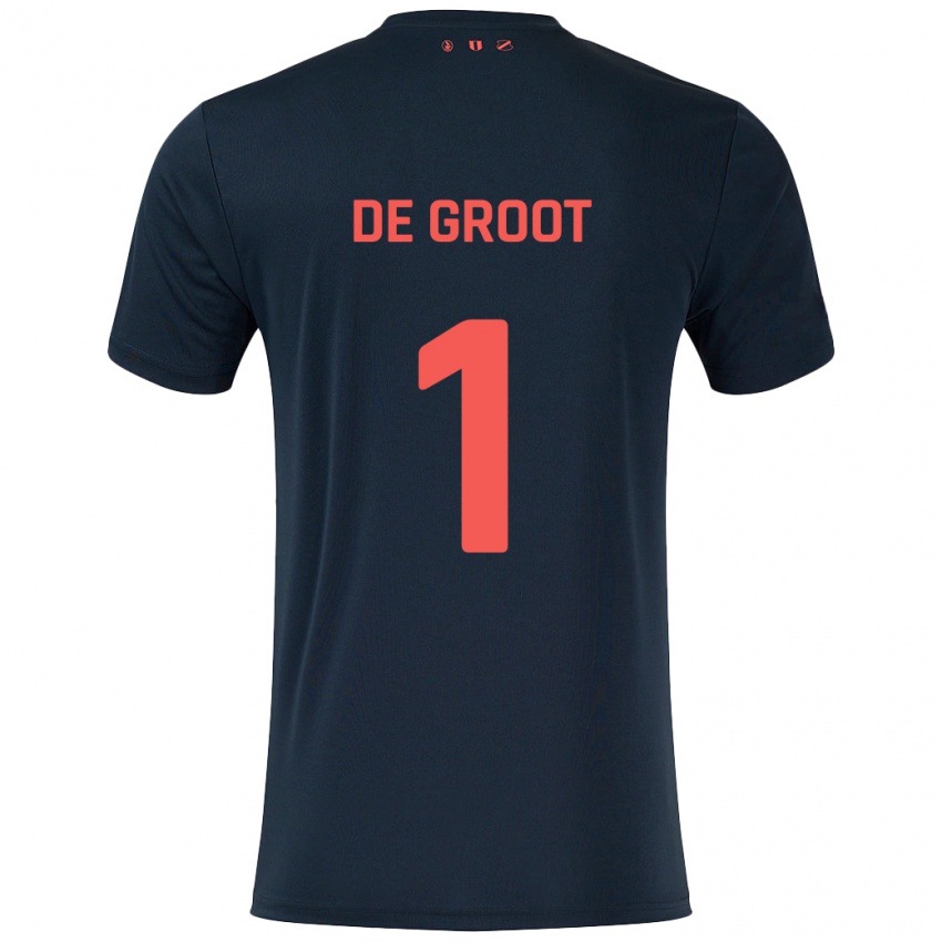 Kinderen Jasmijn De Groot #1 Zwart Rood Uitshirt Uittenue 2024/25 T-Shirt