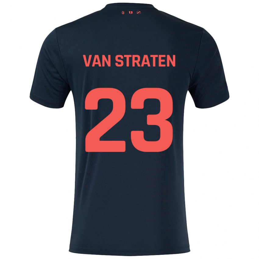 Kinderen Dieke Van Straten #23 Zwart Rood Uitshirt Uittenue 2024/25 T-Shirt