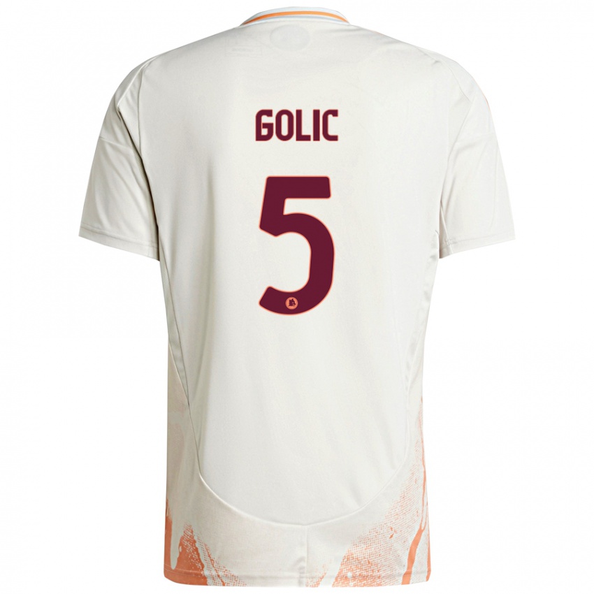 Kinderen Lovro Golic #5 Crème Wit Oranje Uitshirt Uittenue 2024/25 T-Shirt