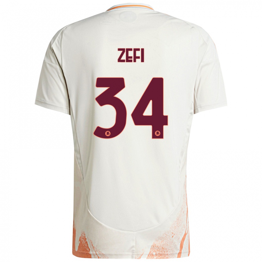 Kinderen Kevin Zefi #34 Crème Wit Oranje Uitshirt Uittenue 2024/25 T-Shirt