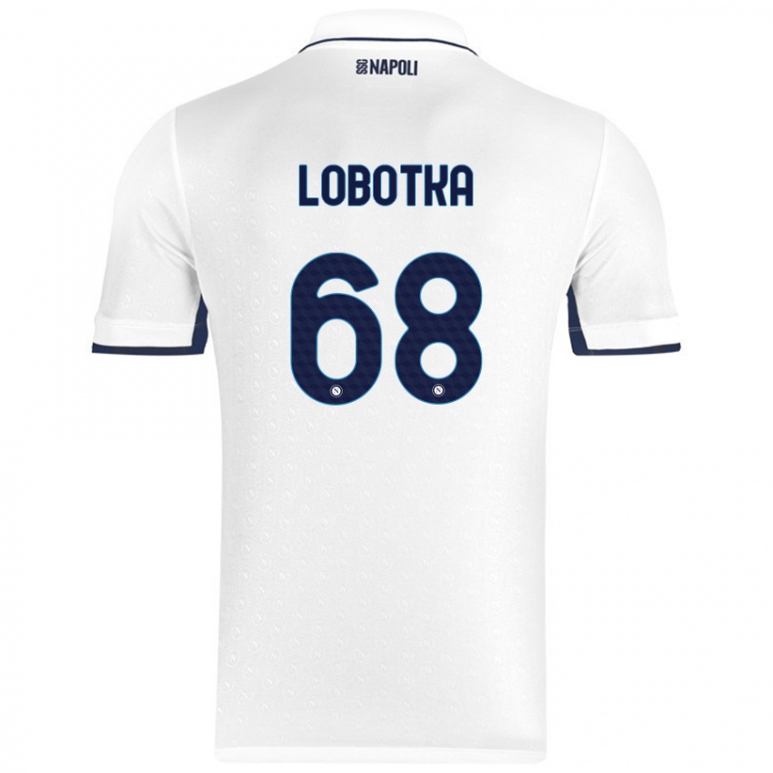 Kinderen Stanislav Lobotka #68 Wit Koningsblauw Uitshirt Uittenue 2024/25 T-Shirt