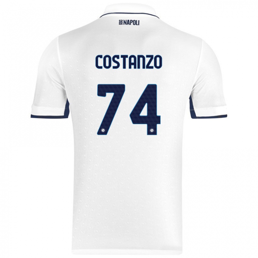 Kinderen Davide Costanzo #74 Wit Koningsblauw Uitshirt Uittenue 2024/25 T-Shirt